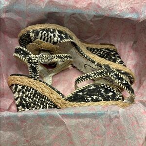 Poetic License London Black and Cream  Wedge Sandals